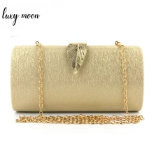 PU Leather Purse and Handbag Gold Metal Leaf Lock Clutch Bag Mini Summer Bag for Women Party Wedding Bridal Clutch Purse ZD1284