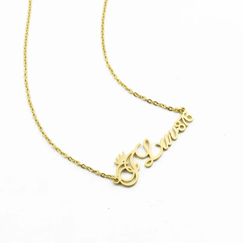 Custom Crown Name Necklace Personalized 