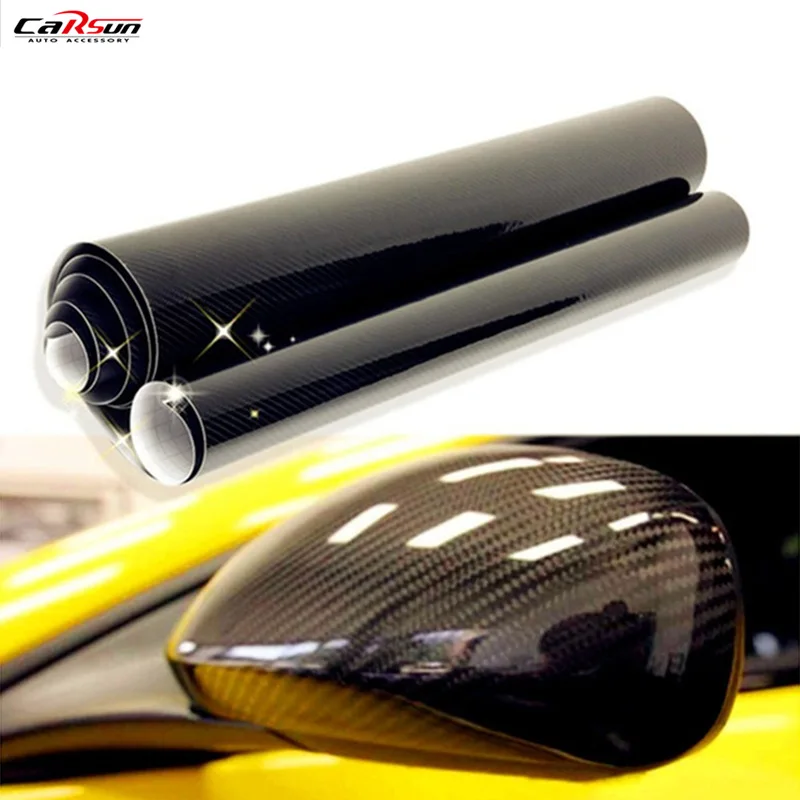 CARSUN высококачественные ультра глянцевые 5D виниловые наклейки из углеродного волокна, высокоглянцевые автомобильные наклейки, 5D углеродная пленка, размер: 10/20/30/x50cm