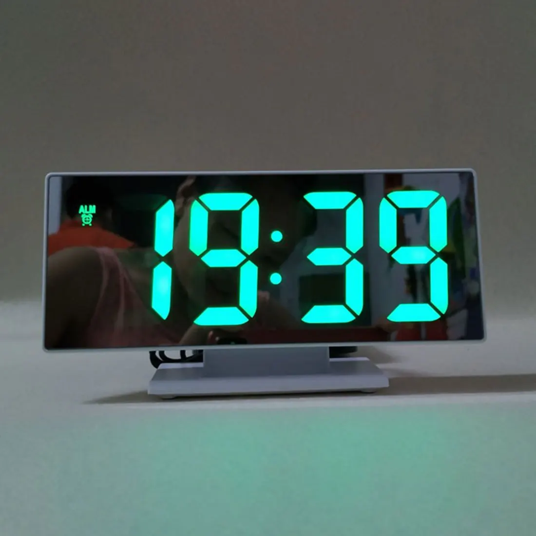

Multifunction Digital Alarm Clock LED Display Mirror Clock Snooze Time Night Table Desktop reloj despertador with USB Cable