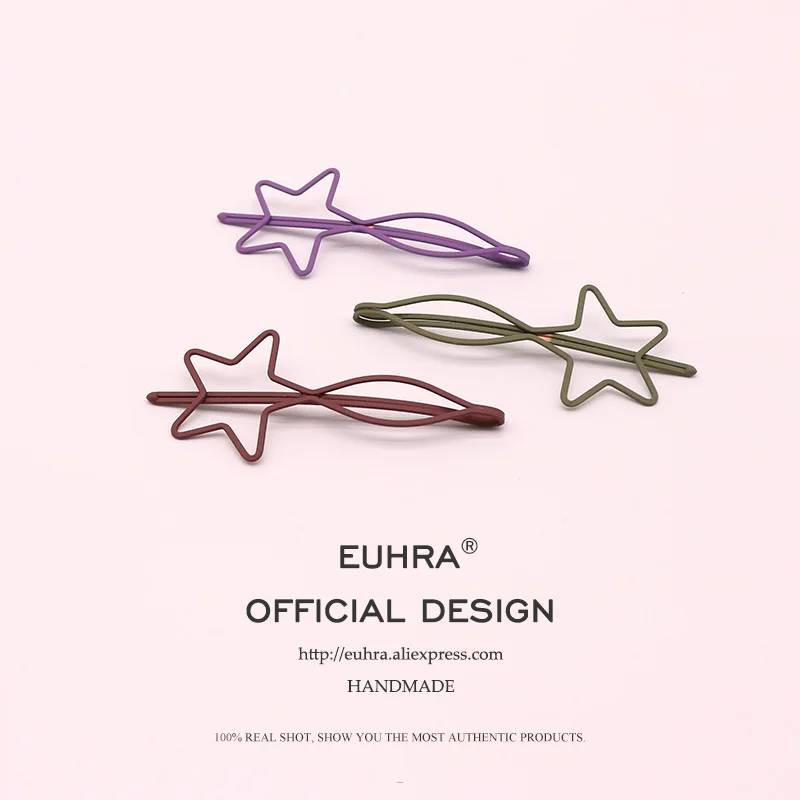

EUHRA 10 Colors Cute Hair Pins Bobby Pin Pentagram Five-pointed Star Shape Girls Hair Clip Hairgrips Kid Children Women Bob Pins