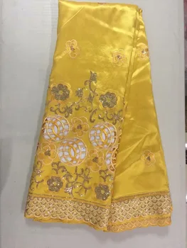 

Fashion Style African George Wrapper Fabric In Lace 5 Yards Indian George Lace Fabric With Sequins For Party/Wedding Dress 2018
