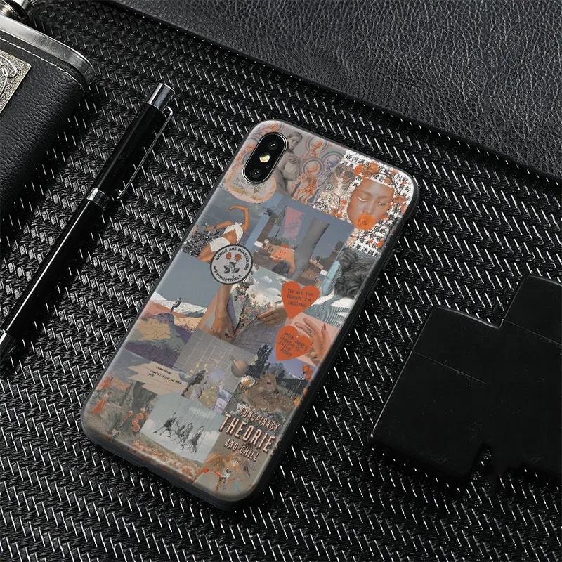 

Vintage Style Retro Poster Collage Pattern Soft Silicone Phone case Cover For Apple iPhone 5 5s Se 6 6s 7 8 Plus X XR XS MAX