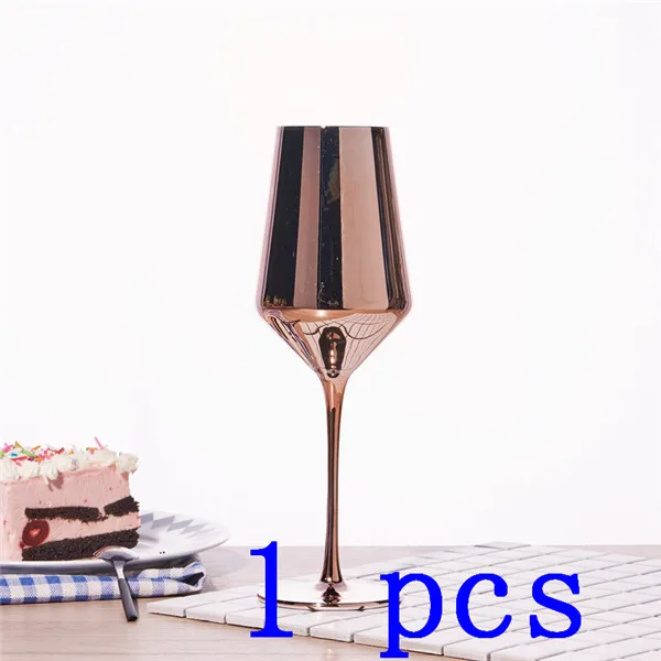 Розовые золотые хрустальные бокалы, бокал для вина, сока, напитков, шампанского, бокал для вечеринок, барная посуда, ужин, вода, домашний декор, шикарная роскошь, 420 мл - Цвет: 1 pcs
