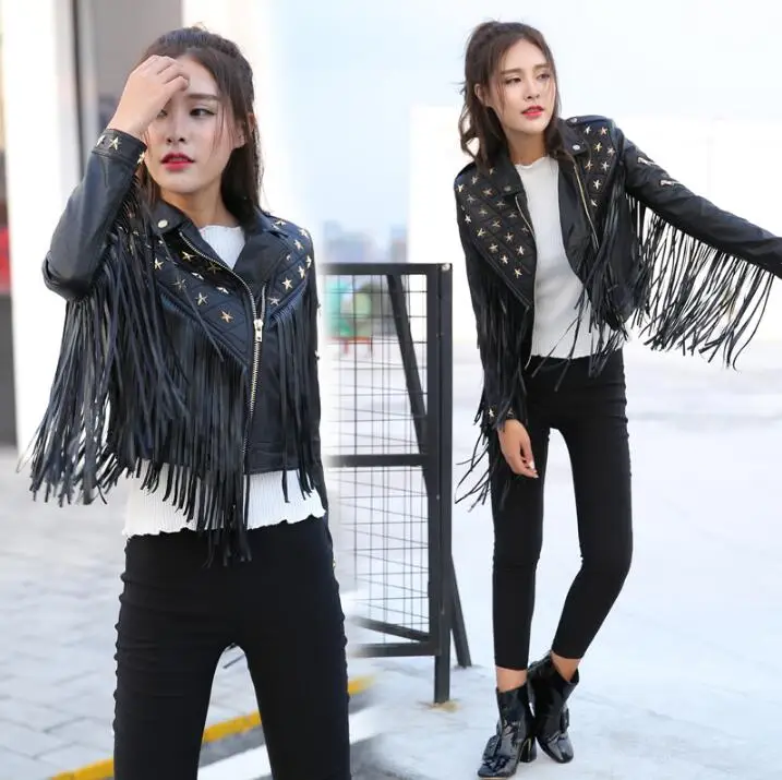 Femmes Nouvelle Vestes Moto Chaude Cuir Gland Mode Hiver Autunm Manteau Marque Faux De 2019 Survêtement Rivet Noir Femelle xAvwIvqf