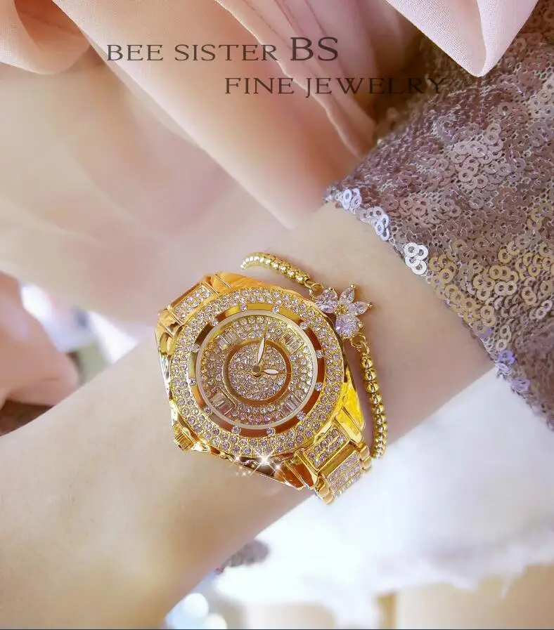 Лидер продаж женские часы леди Алмазный Платье часы золотые серебряные Нержавеющая сталь наручные часы со стразами Женская обувь с украшением в виде кристаллов часы