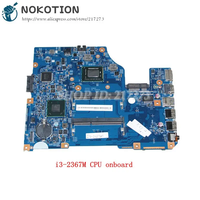 

NOKOTION MAIN BOARD For Acer aspire V5-571 Laptop Motherboard i3-2367M 1.4GHz System Board DDR3 NBM1K11001 48.4VM02.011