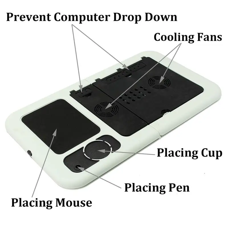 لاب توب محمول مكتب أريكة تتحول لسرير حامل جديد Lapdesk قابل للتعديل طاولة كمبيوتر محمولة قابلة للطي E-الجدول مع علبة مراوح التبريد حامل المنزل