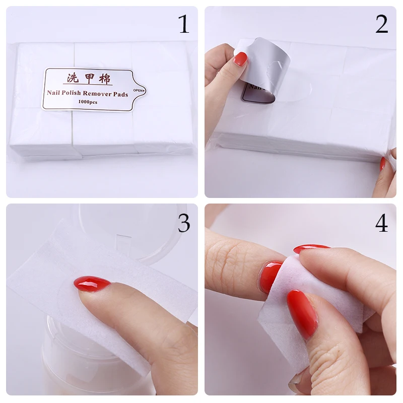 1000pcs Nail Polish Remover White Nail Wipes Bath UV Gel Lint-Free Wipes Cotton Napkins For Nails Nail Art Clean Tools