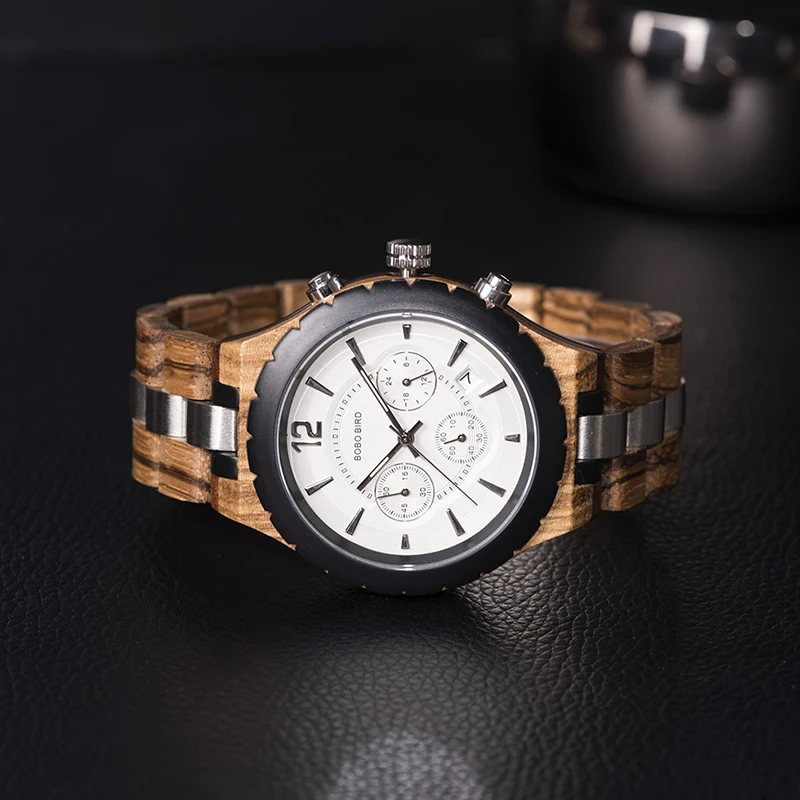  BOBO BIRD Men Watch Wood Luxury Stylish Watches Timepieces Chronograph Military Quartz Great Men's 