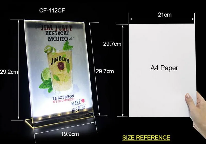 Возведенный рекламный щит l-образный светодиодный светильник барные инструменты KTV Отель Ресторан стол меню карта прозрачный СВЕТОДИОДНЫЙ дисплей держатель меню