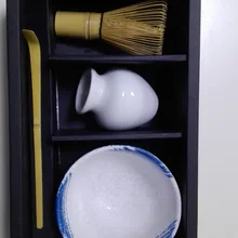 Японская маття чаша венчик совок и белый венчик держатель 4/шт Подарочный набор японский чайный церемония Набор для маття традиционные инструменты для приготовления маття