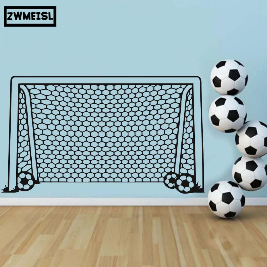 Fu-ball-Fu-balltor-Greifen-netz-kugel-Sport-Wandtattoo-Vinyl-Decor-Kunst-Wandaufkleber-F-r-Jungen