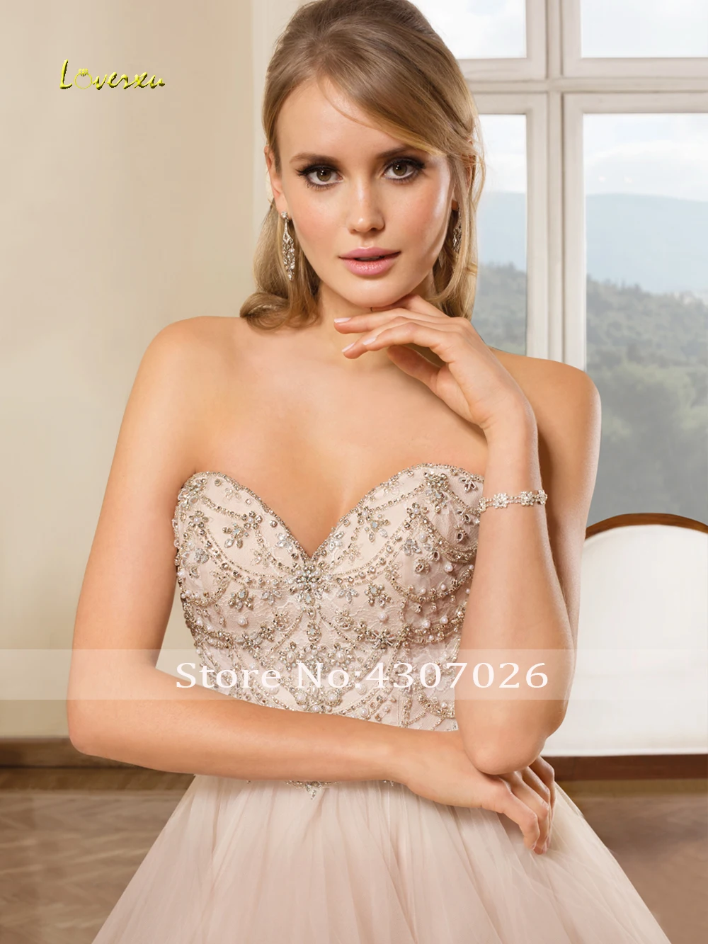 Loverxu Sweetheart Sleeveless A Line Wedding Dress Delicate Crystal Pearls Beading Bride Dress Organza Sweep Train Bridal Gown Loverxu Sweetheart Sleeveless A Line Wedding Dress Delicate Crystal Pearls Beading Bride Dress Organza Sweep Train Bridal Gown