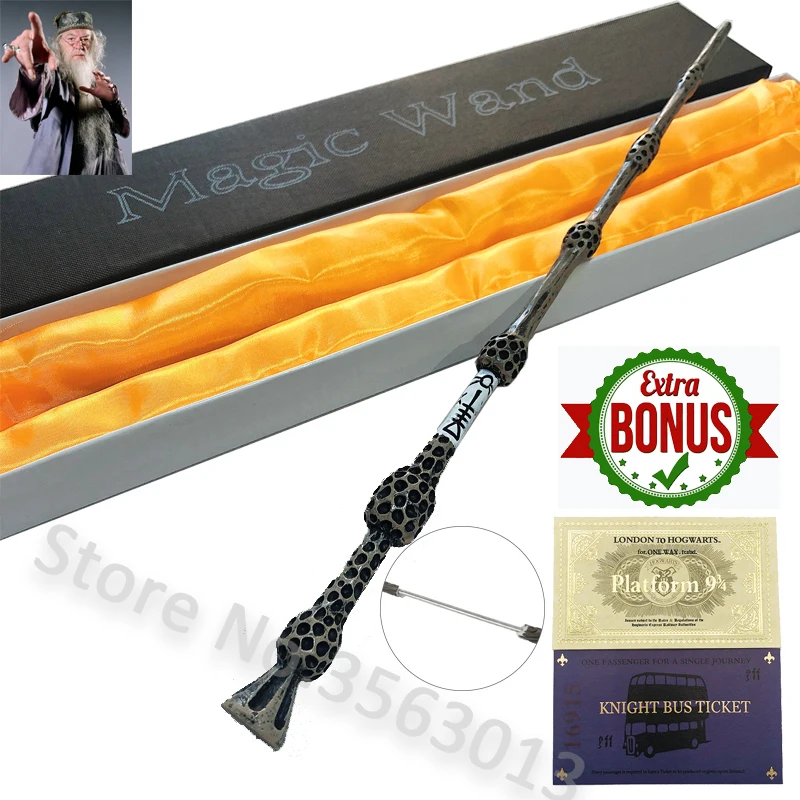 

Metal Core Harry Series Magic Wands with Box Iron Core Dumbledore Luna Fred George McGonagall Magic Wand Hogwart Train Ticket