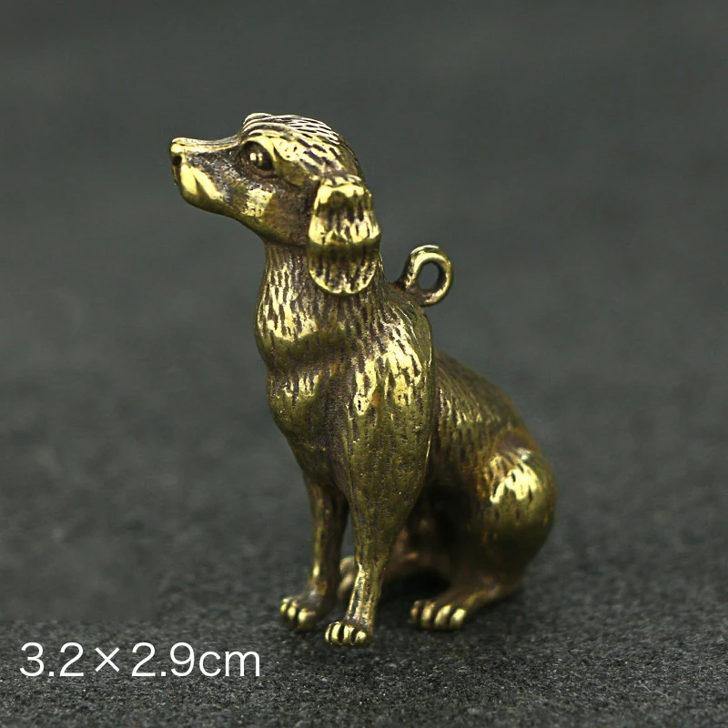 

Charm Dog Pendant Necklace Statue Crafts Ornament Figurine Hanging Accessories Vintage Brass Home Office Car Desk Decoration