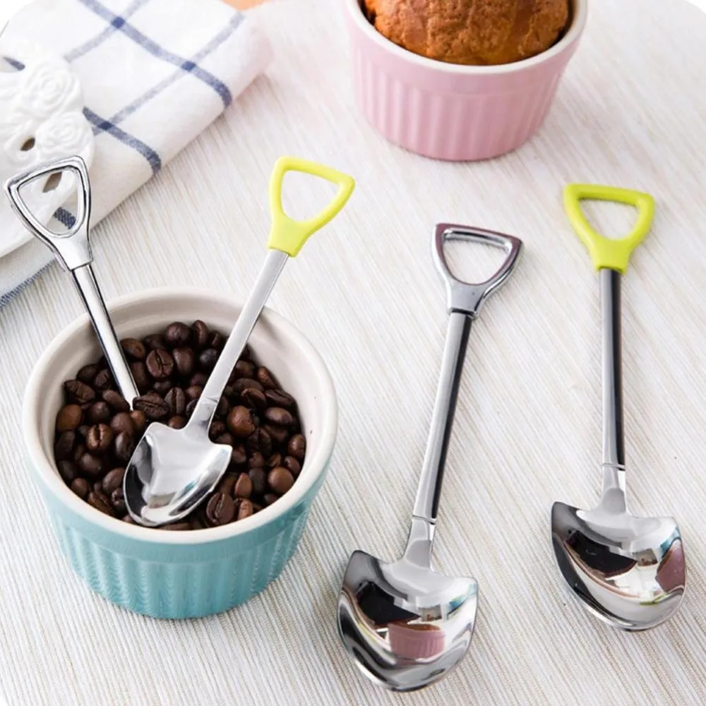 2018 New Stainless Steel Shovel Spoon Long Handle Coffee Tea Spoon