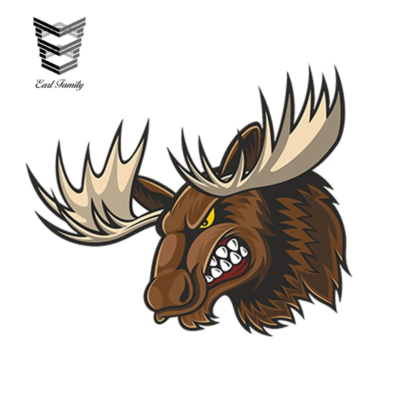 

EARLFAMILY Car Sticker Angry Bighorn Deer Decal Funny Car Styling Cartoon Animal Vinyl Decal Graphic Waterproof DIY Accessories