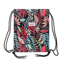 Drawstring Bag Floral Leaf Rucksacks Cinch Sack Gym Sackpack Book Bags for Hiking Yoga Gym Swimming Travel Beach