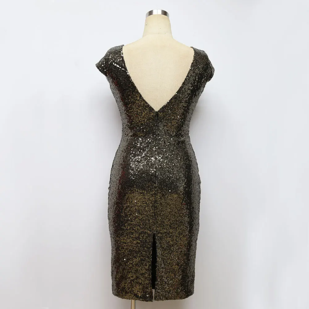 Sexy Club Deep V Back Sequin Summer Woman Dress Sleeveless O-Neck Back Slit Sheath Bodycon Women's Party Dresses vestidos mujer Sexy Club Deep V Back Sequin Summer Woman Dress Sleeveless O-Neck Back Slit Sheath Bodycon Women's Party Dresses vestidos mujer