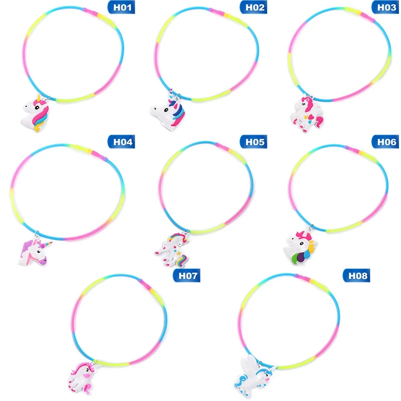 Rainbow Unicorn Pendant Rubber Necklaces Accessories -Unicorn Fashion HTB1nyOfXzDuK1Rjy1zjq6zraFXa1