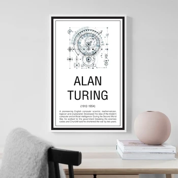 

Math Poster Education Wall Art Canvas Painting Prints Mathematician Alan Turing Wall Picture Study Room Home Wall Decor