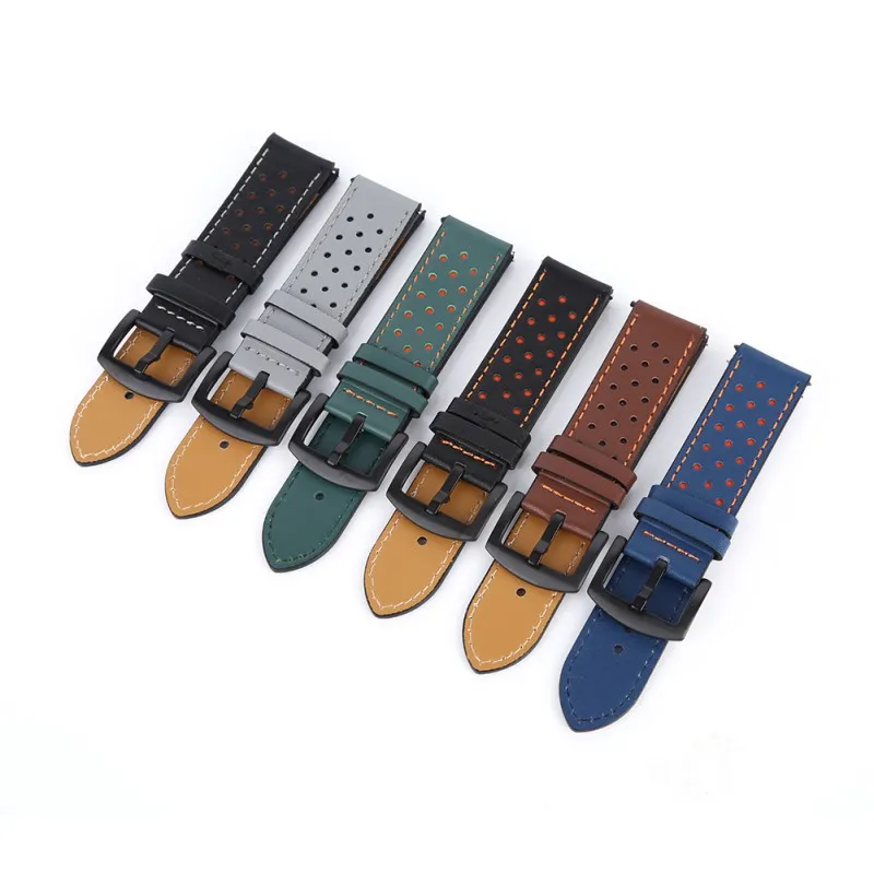 Wristband Watch Band Strap Leather Quick Release Adjustable Pin Buckled