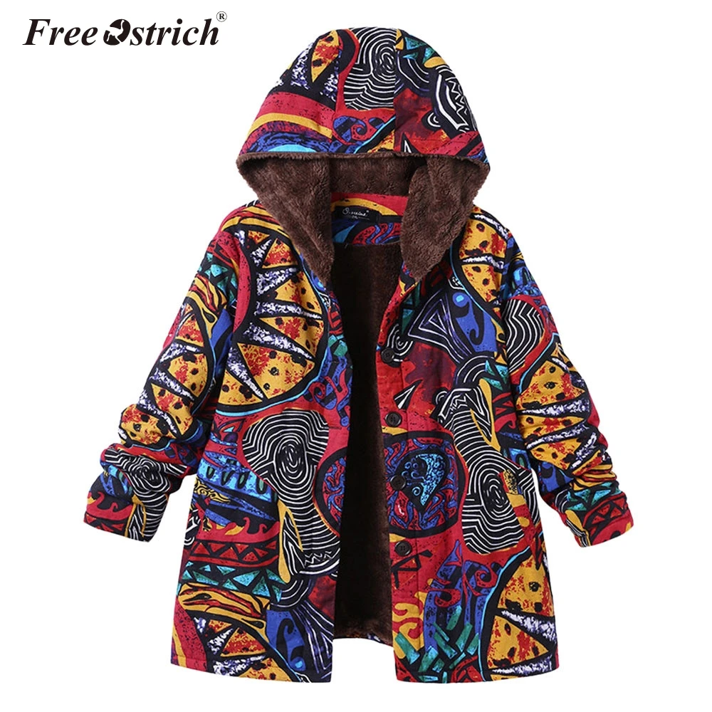 

Free Ostrich Winter Jacket Women Parka Button Printed Long Sleeve Abrigos De Mujer Elegantes Casacos Women Tops Jacket N30
