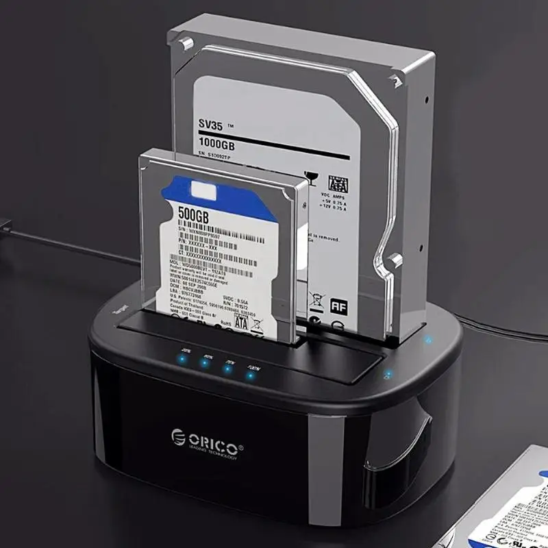 ORICO 2,5 3,5 дюймовый док-станция для жесткого диска USB3.0 1 к 1 клон Dual-bay HDD и SSD жесткий диск Док-станция-черный(6228US3-C