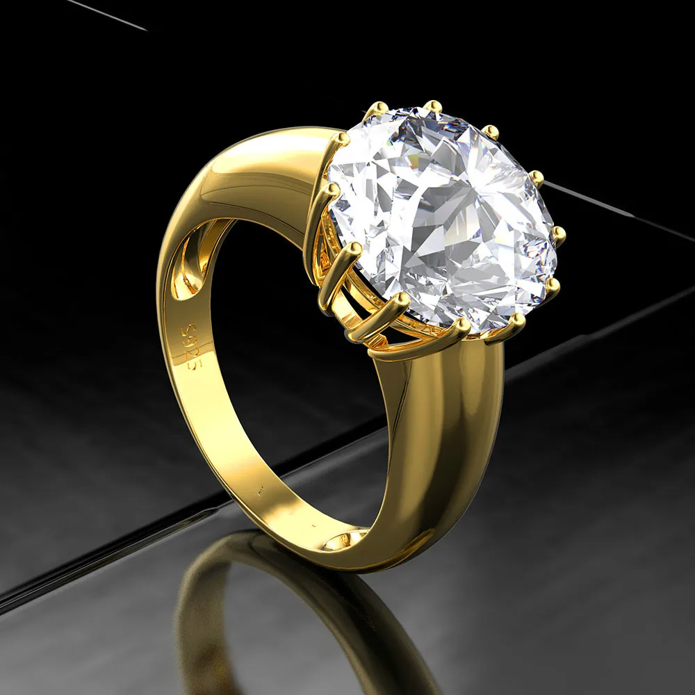 OneRain 925 пробы Серебряное кольцо с муассанитом, драгоценным камнем, для свадьбы, помолвки, желтое золото, юбилейное ювелирное изделие - Цвет камня: White