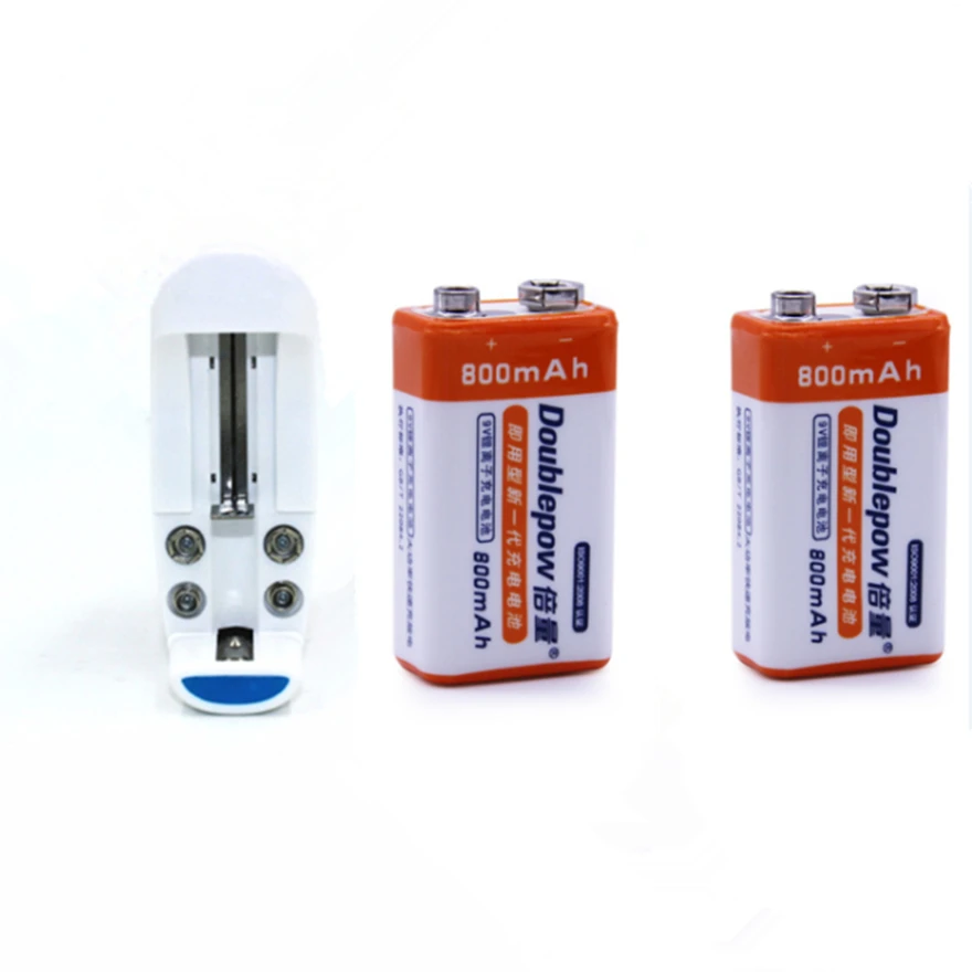 2 Pz 800 Mah Li-Ion 9 V Batterie Ricaricabili Per Rilevatori Di Fumo Senza Fili Microfoni + Universale 9 V Aa Aaa 18650 Caricatore Astuto