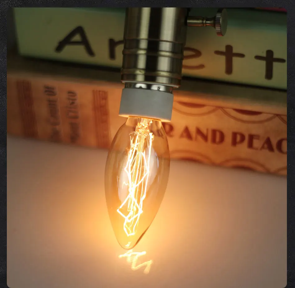 C35 светильник-свеча, винтажная лампочка эдисона E14, Маленький Винт 40 Вт, 220 В, головная лампа, настольная лампа, настенная лампа, декоративная лампочка, теплый белый цвет