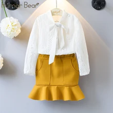 Humor bear/комплект одежды для маленьких девочек коллекция года, брендовый полный костюм для девочек одежда для малышей открытые дизайнерские топы для маленьких девочек+ штаны, От 3 до 7 лет