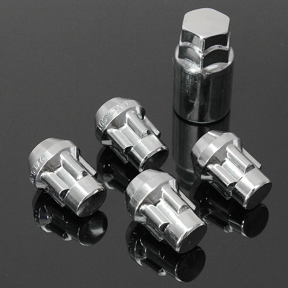 4x12x1.5mm Alloy Wheel Lock Nuts 60 Degree Taped Security Bolts with 1