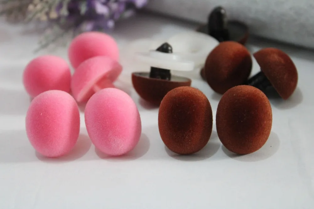 19x24 мм овальной формы розовый/коричневый цвет флокирующая игрушка нос безопасные игрушечные нос+ жесткий шайба для diy плюшевая кукла фурнитура-30 шт./лот