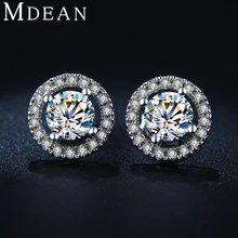 MDEAN Stud font b Earrings b font for women White Gold Plated CZ diamond Jewelry AAA