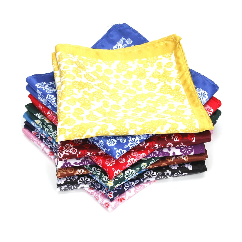 

Brand New Men's Handkerchief Classic Flower Print Pocket Square Soft Silk Hankies Wedding Party Business Hanky Chest Towel Gift