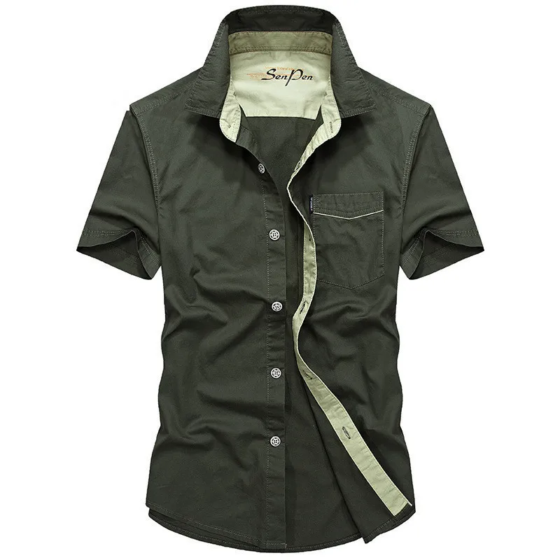 

2018Men Shorts Shirts 100% Cotton Summer Breathable Military Army Outdoor Sports Clothing Half Sleeve Male Camping Climbing Tops