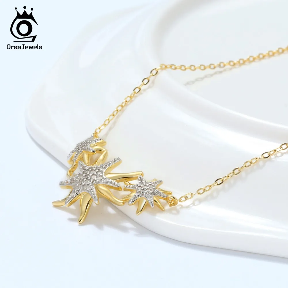 ORSA JEWELS 925 Стерлинговое серебро женские ожерелья и кулоны золотистого цвета