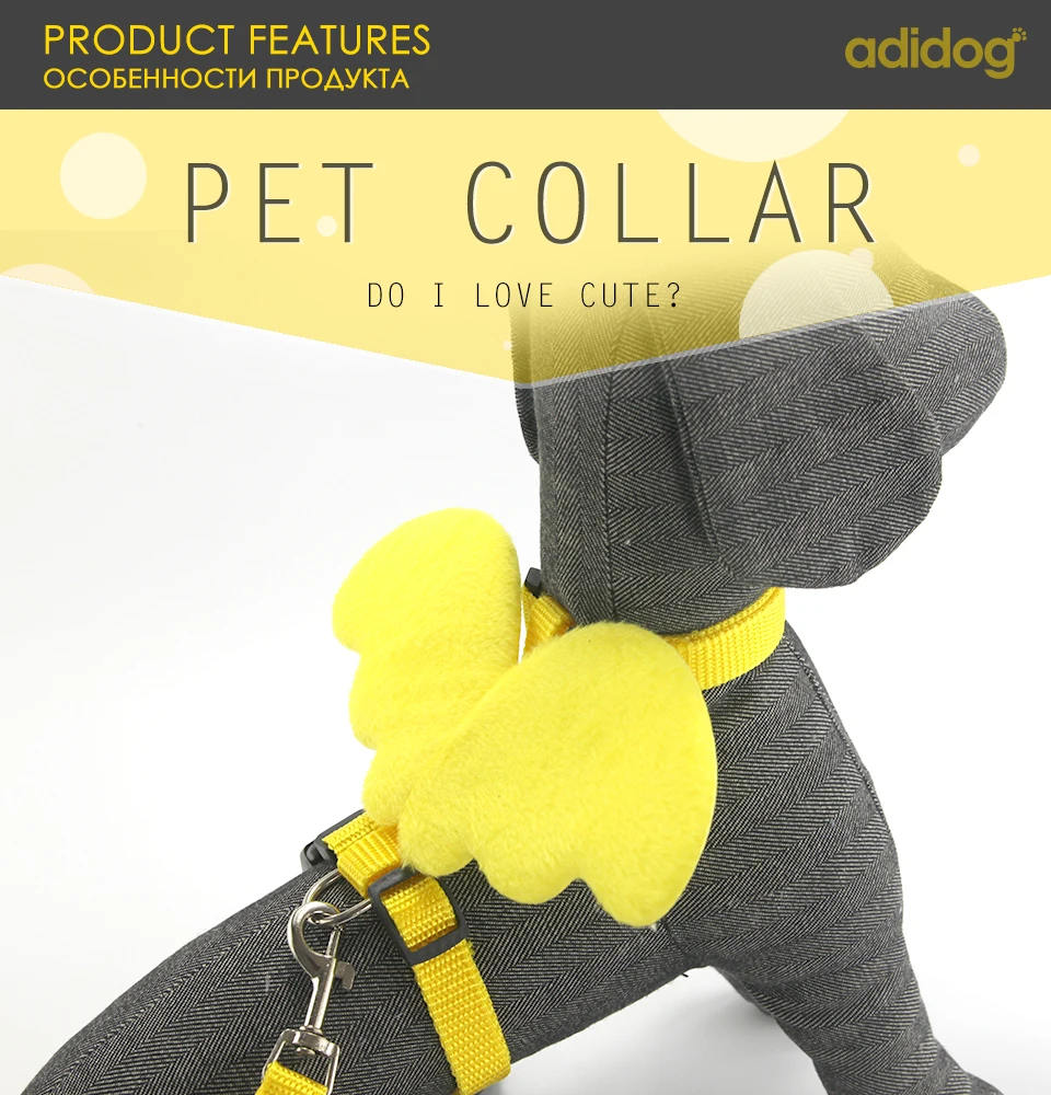 adidog Cute Dog Leash Collar Sets Angles Wings Design Pet Dog Leash Lead For Small Dogs Cats Adjustable Dog Harness Outdoor Pet Product 101