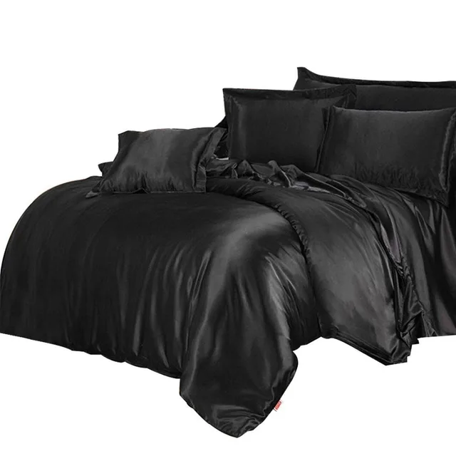 imitation silk black satin sheets bed linen cotton solid satin duvet black cotton sheets