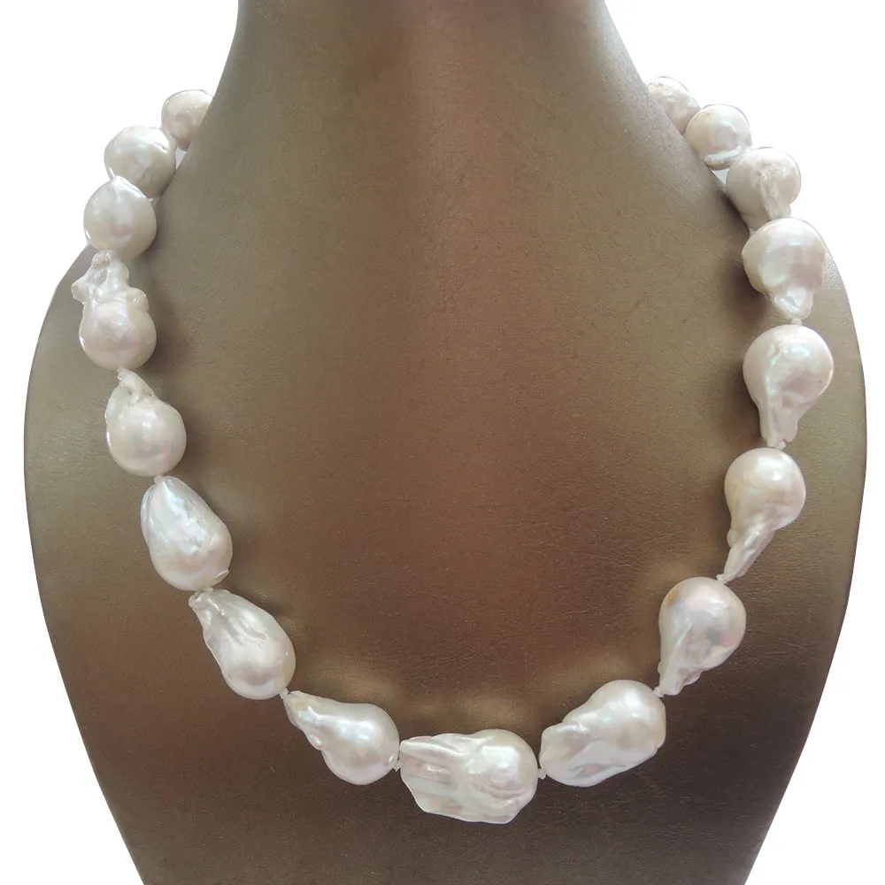HIGH QUALITY 100 NATURE FRESHWATER BIG Baroque PEARL NECKLACE good quality 925 SILVER HOOK 13