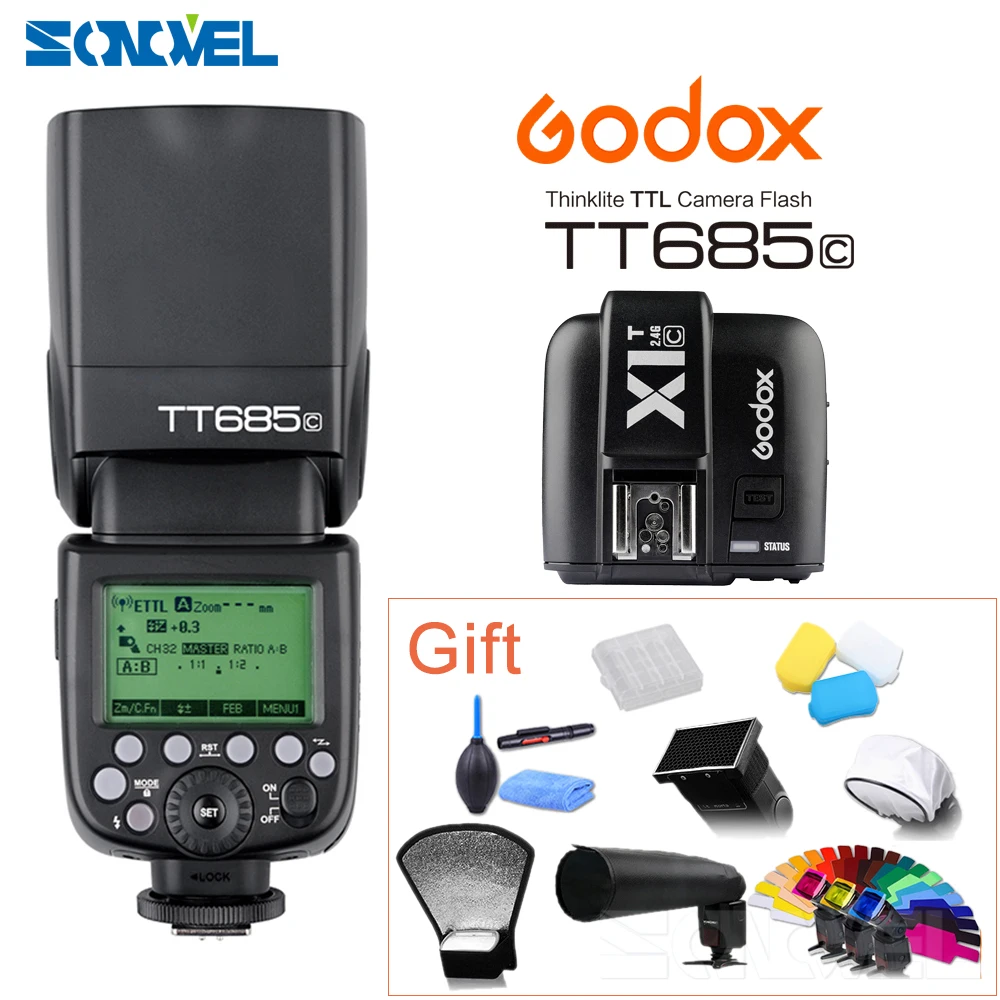 Godox Tt685c +x1c Ttl Flash & Trigger Set Wireless 2.4g Speedlite