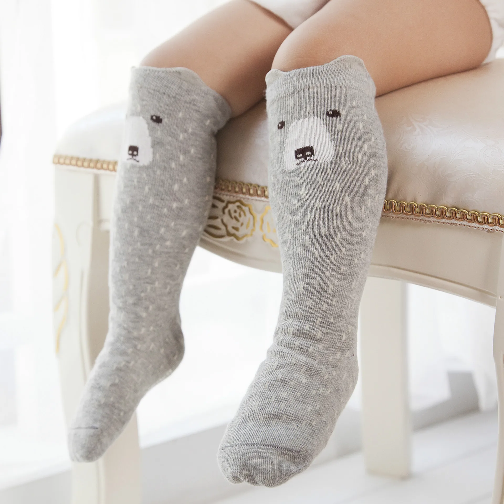 Cute Anti Slip Cartoon Animals Kids Socks Cotton Baby Kid Knee High