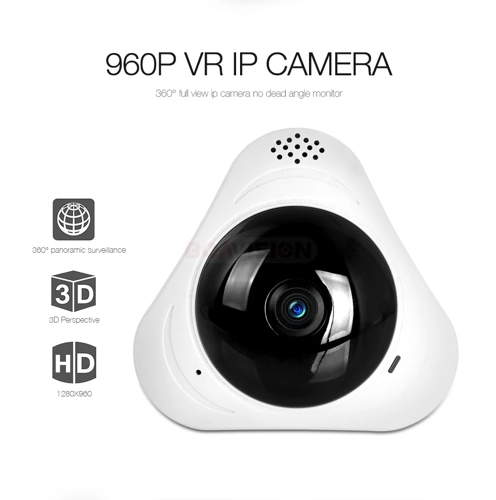 Fisheye sem Fio Slot para Cartão Panorâmica de 360 Wifi Câmera Graus ip 960 p 1.3mp Wi-fi Inteligente sd ir 10 m Yoosee 3d vr 10 High Quality camera sd