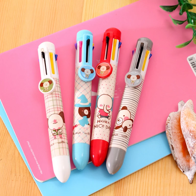 

Creative Cartoon Animal Girl Writing Ballpoint Pen Office Supplies Multifunction Stationery Kids Boy Cute Color Ball Point Pens