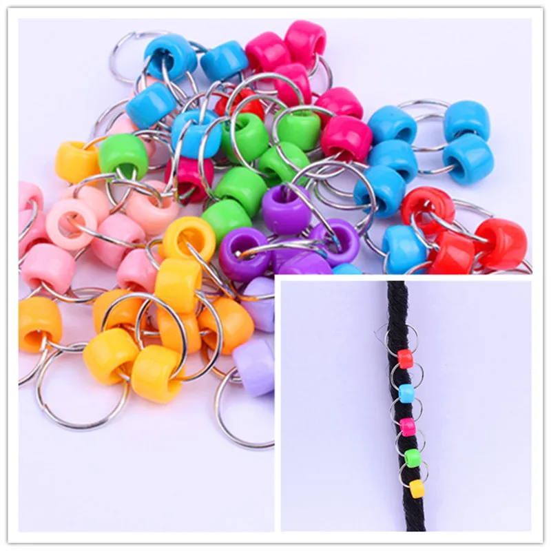 

5Pcs Adjustable Multi Ring Hair Tube Mixed Color Dreadlock Beads Child Hair Braid Acrylic Beads Hair Cuff Clip Pendant Ornament