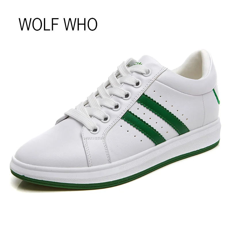 

WOLF WHO 2018 White Women Leather Sneakers Female Shoes Ladies Krasovki Tenis Femininos Casual Basket Femme h-430