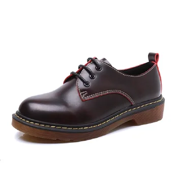 

England Tide Ladies Shoes Chaussure Femme Nice Autumn Lace Up Women Flats Wing Tips Oxford Shoes Vintage Round Toe Ankle Boots