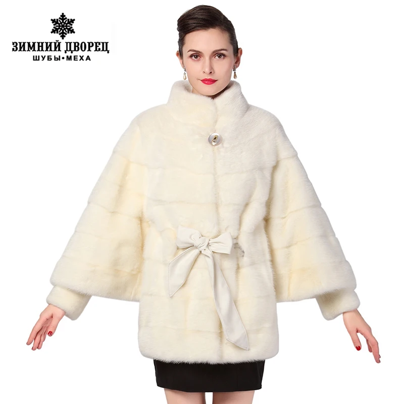 2016 Best Seller white mink fur coat,Genuine Leather,Bat Sleeved, Women brands mink coats,Warm